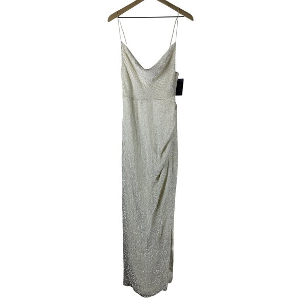 Retrofete Dresses & Skirts - Retrofete Katya Sequin Side Slit Cowl Evening Bridal Gown Womens Medium Moonglow